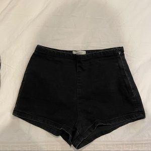 denim black high waisted shorts
